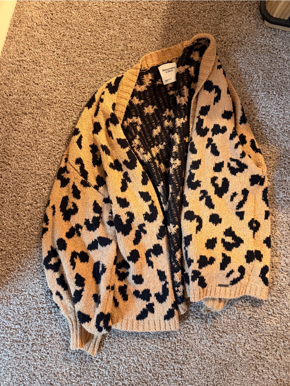 Abercrombie & Fitch Leopard print open-front cardigan - tan & black